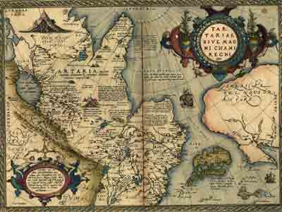 Карта Абрахама Ортелия Татария или Царство Великого Хана (Tartariae-sive-Magni-Chami-Regni), 1598