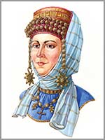 Русская женщина в уборе с колтами на ряснах и очельем, вторая половина 12 века