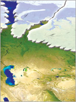Азиатский ледник. Иллюстрация из книги Н. Левашова «Россия в кривых зеркалах»