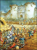 Воины-катары, объединённая армия графа Тулузского защищает город Тулузу от Папских наёмников... Иллюстрация из книги Светланы Левашовой «Откровение»