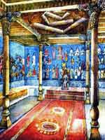 Реконструкция зала дворца в древнем Самарканде (памятник «Афрасиаб»)